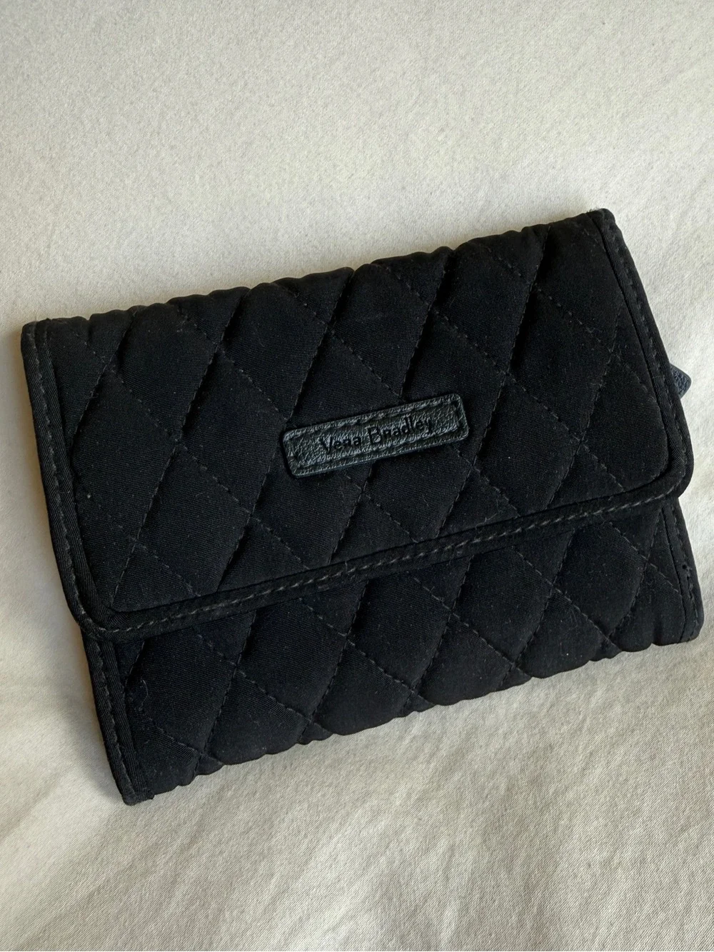 Vera Bradley Quilted Black Tri-Fold Wallet